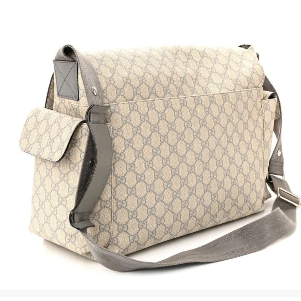 Gucci Diaper Bag Womens Large Beige Gray GG Plus Supreme Excellent Messenger - Picture 4 of 11